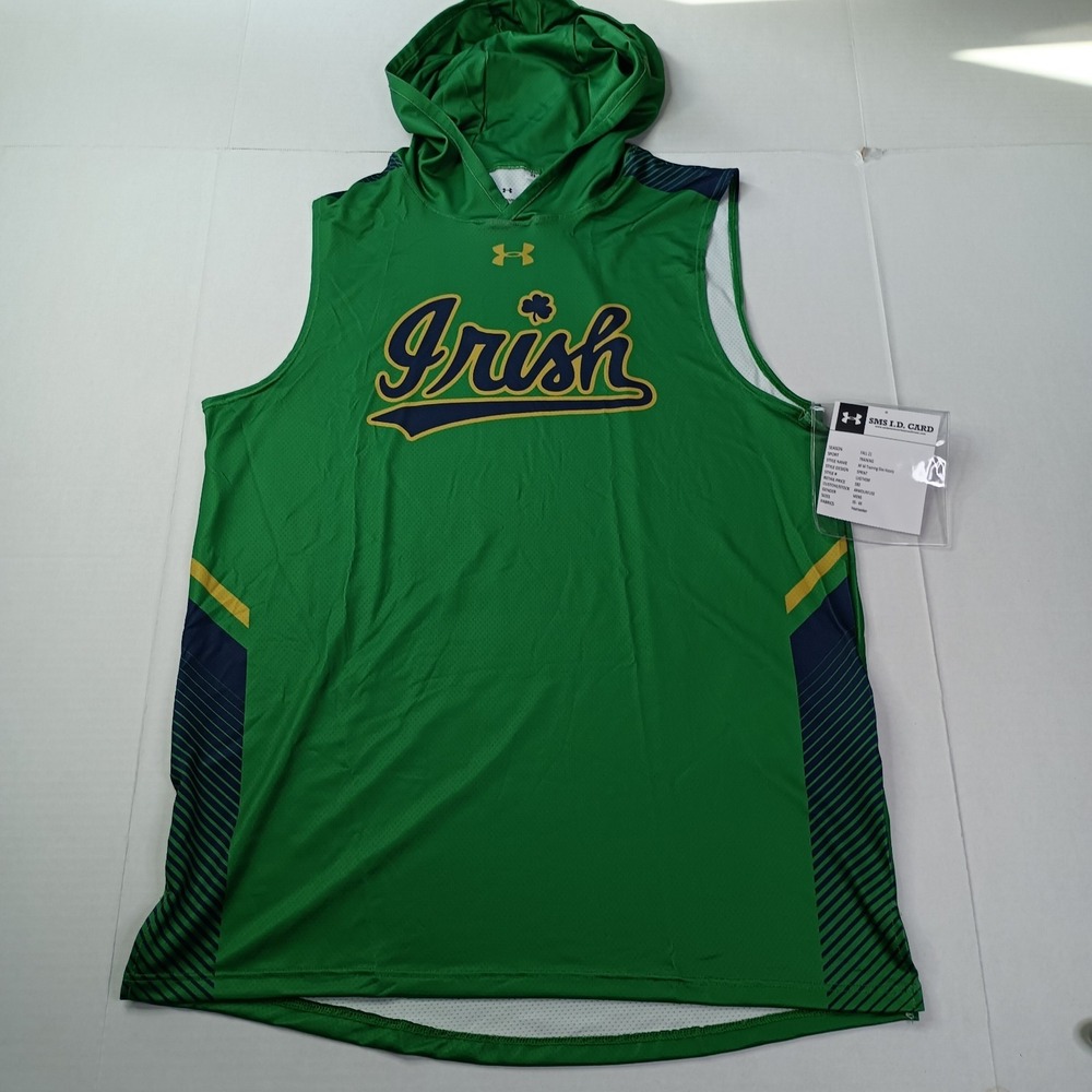 Under Armour Hoodie Tank Shirt Notre Dame Fighting Irish Men's Size L Green